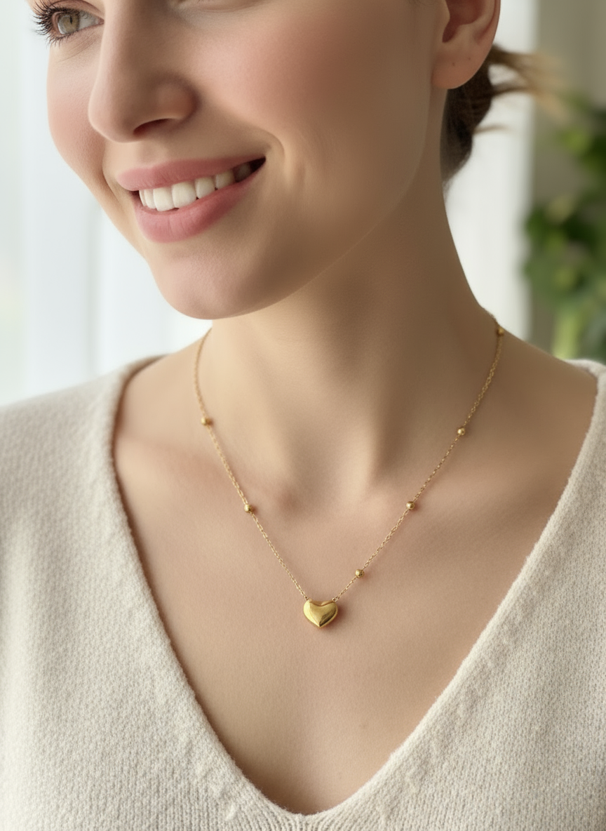 Gold Heart Pendant Necklace