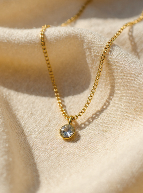 Gold Solitaire Pendant Necklace