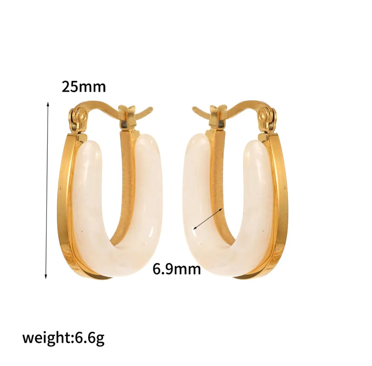 White Resin U-Hoop Earrings