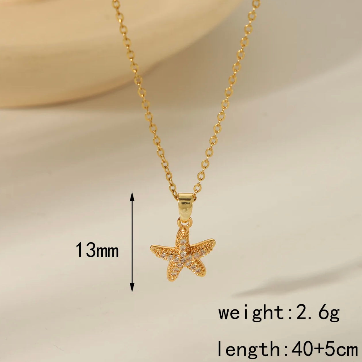 Dainty Pave Starfish Pendant Necklace