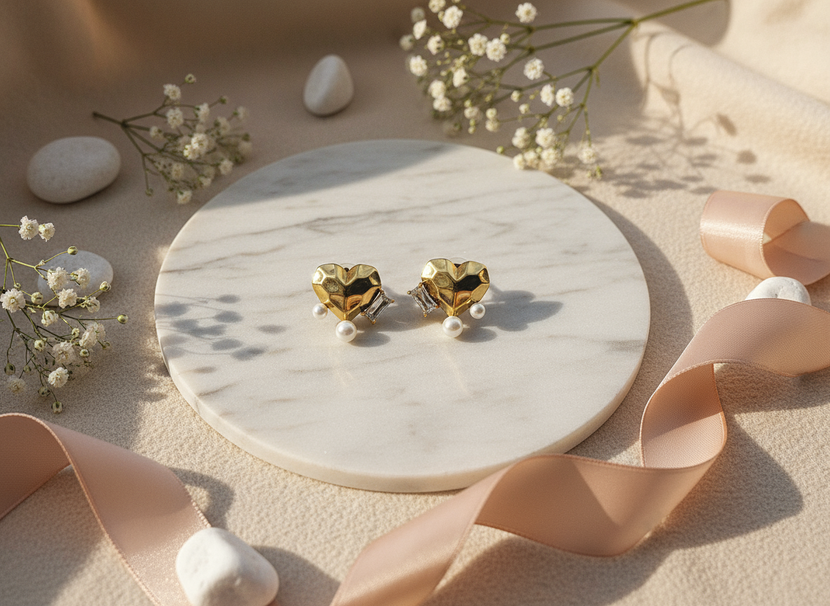 Pearl Heart Earrings