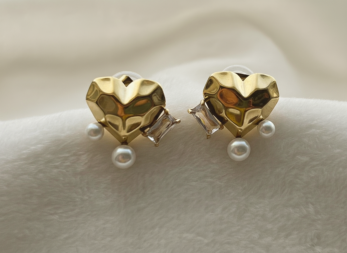 Pearl Heart Earrings
