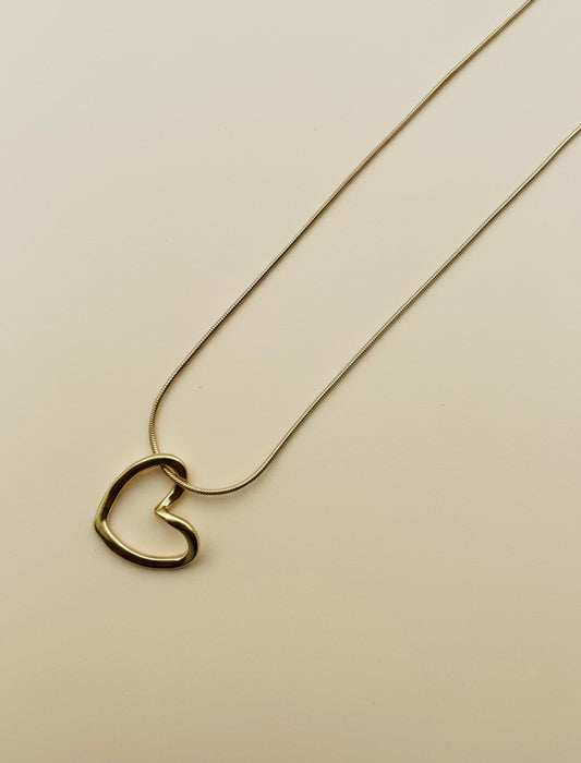 Hollow Heart Gold Necklace