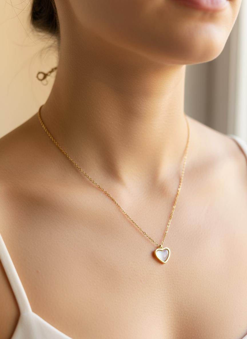 White Heart Necklace
