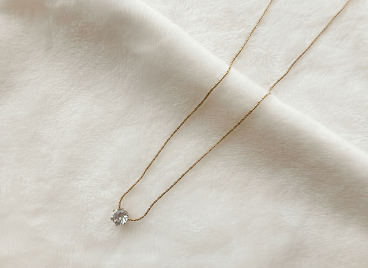 Single Diamond Pendant Necklace