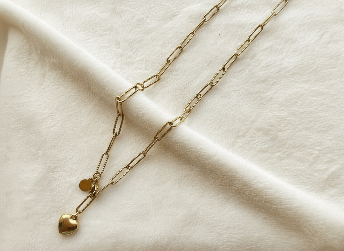 Gold Heart Lock  Chain Necklace