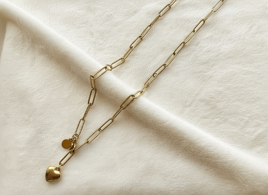 Gold Heart Lock  Chain Necklace