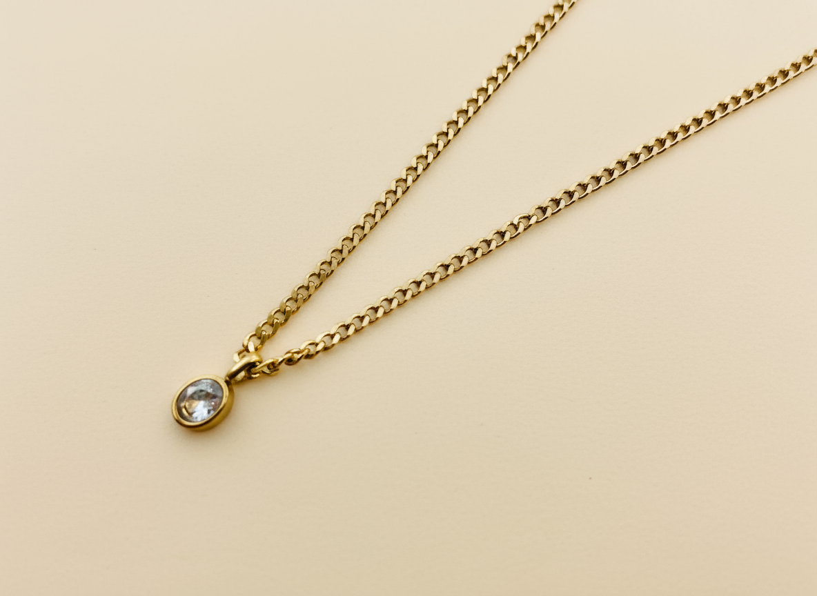 Gold Solitaire Pendant Necklace