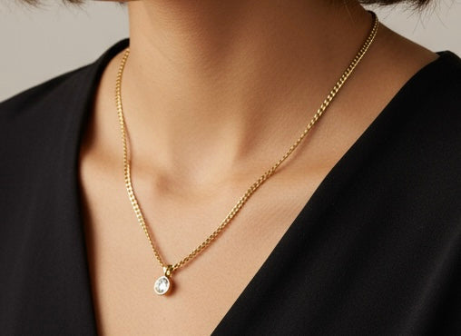 Gold Solitaire Pendant Necklace