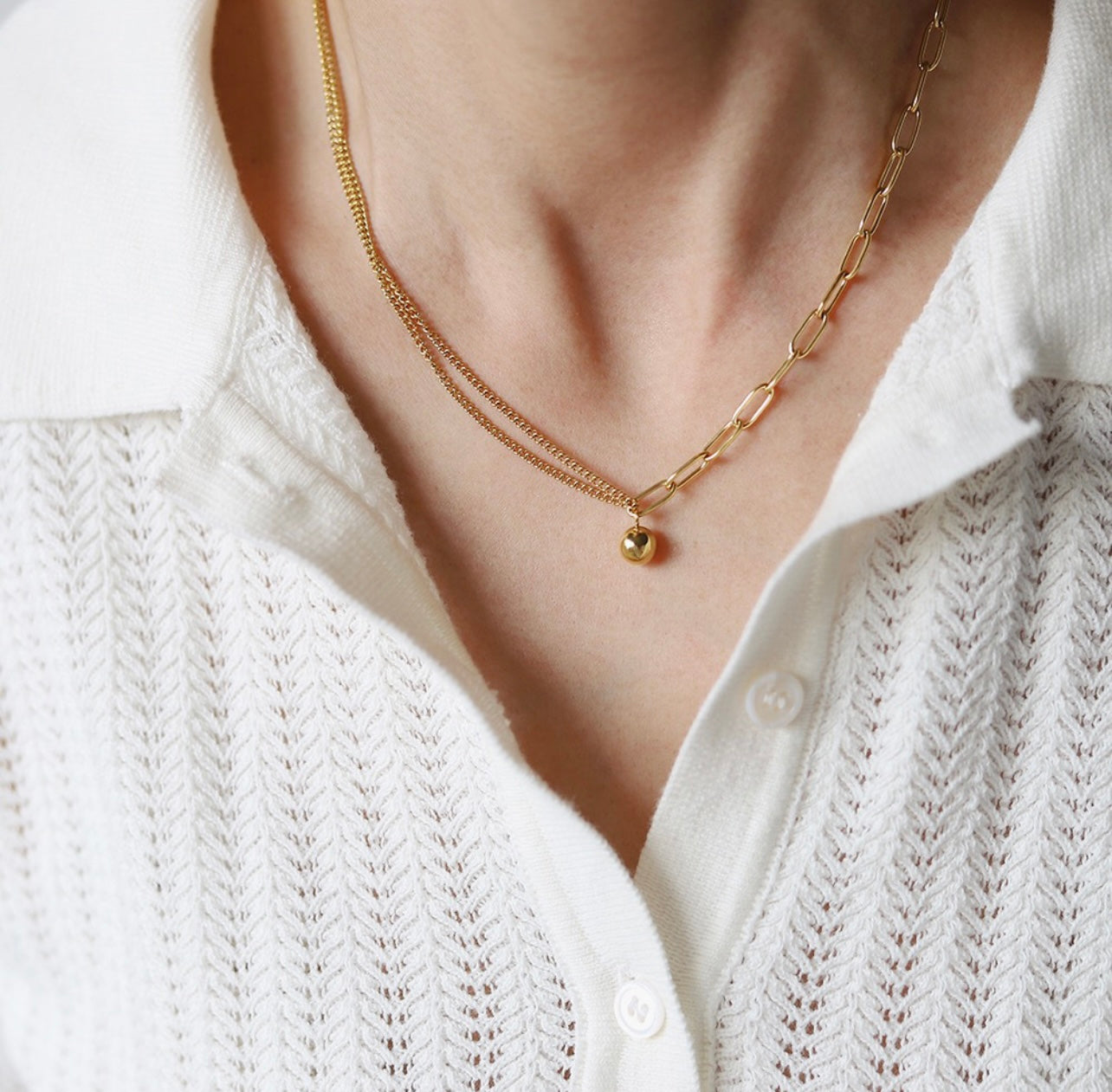 Half and Half Drop Pendant Necklace