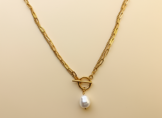 Gold Chain Pearl Drop Necklace