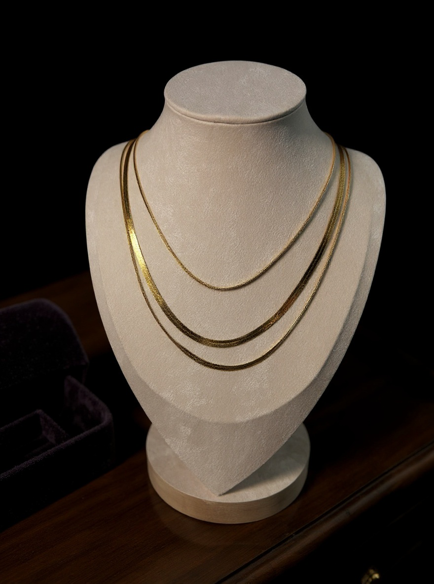 Serena Triple Herringbone Necklace
