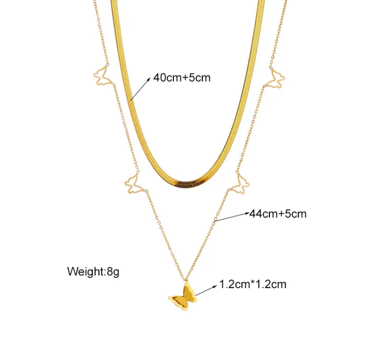 Gold Butterfly Layered Necklace