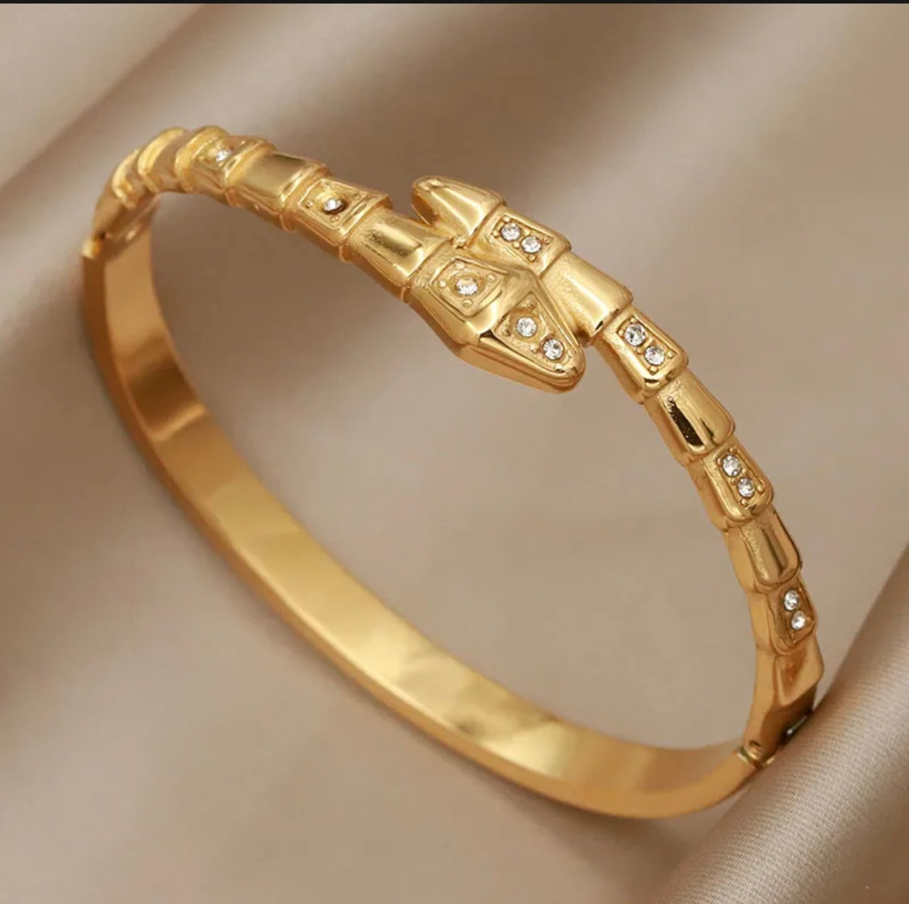 Glittering Serpent Bangle - Crystal Bracelet