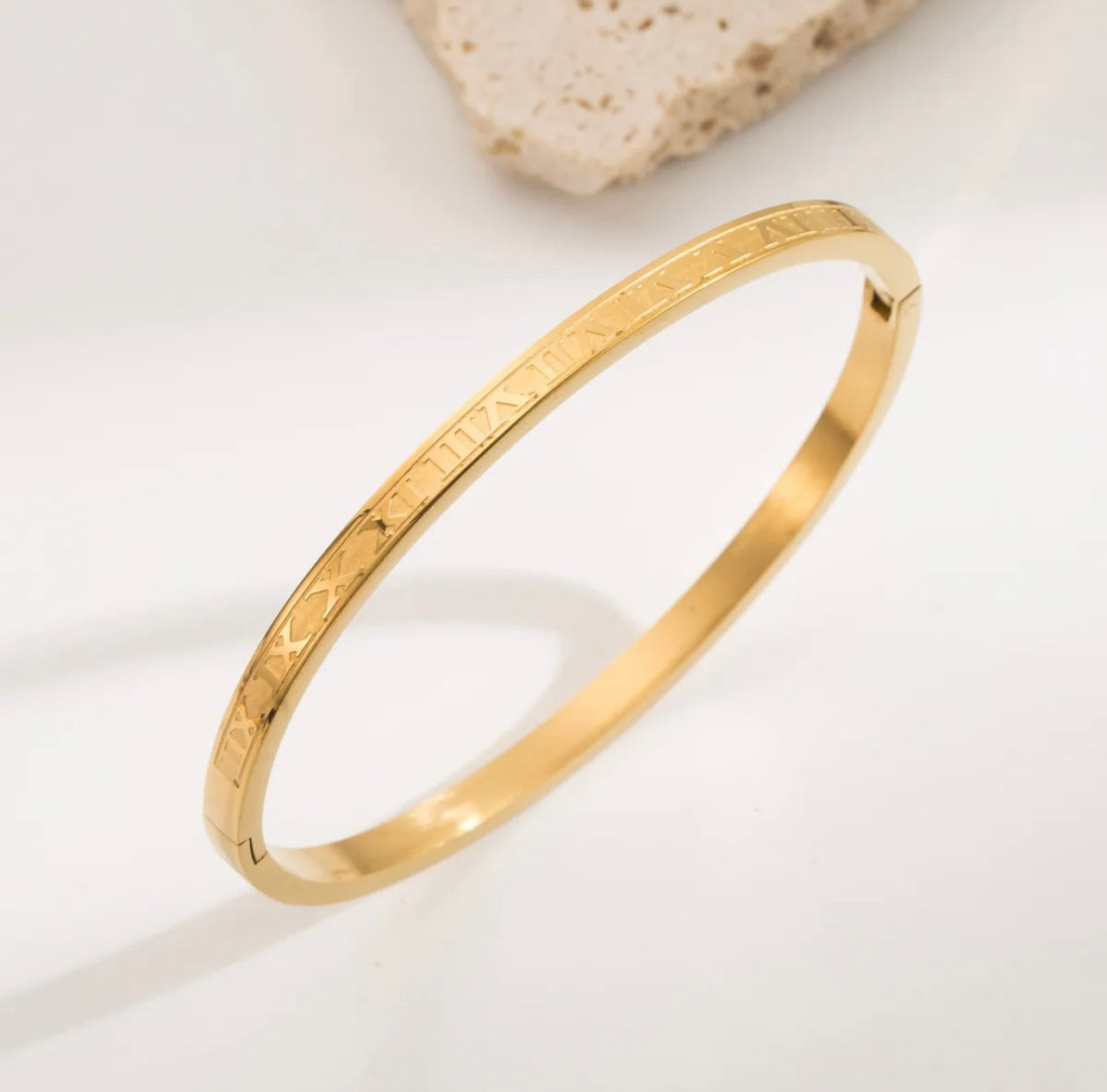 Roman Numeral Gold Bangle