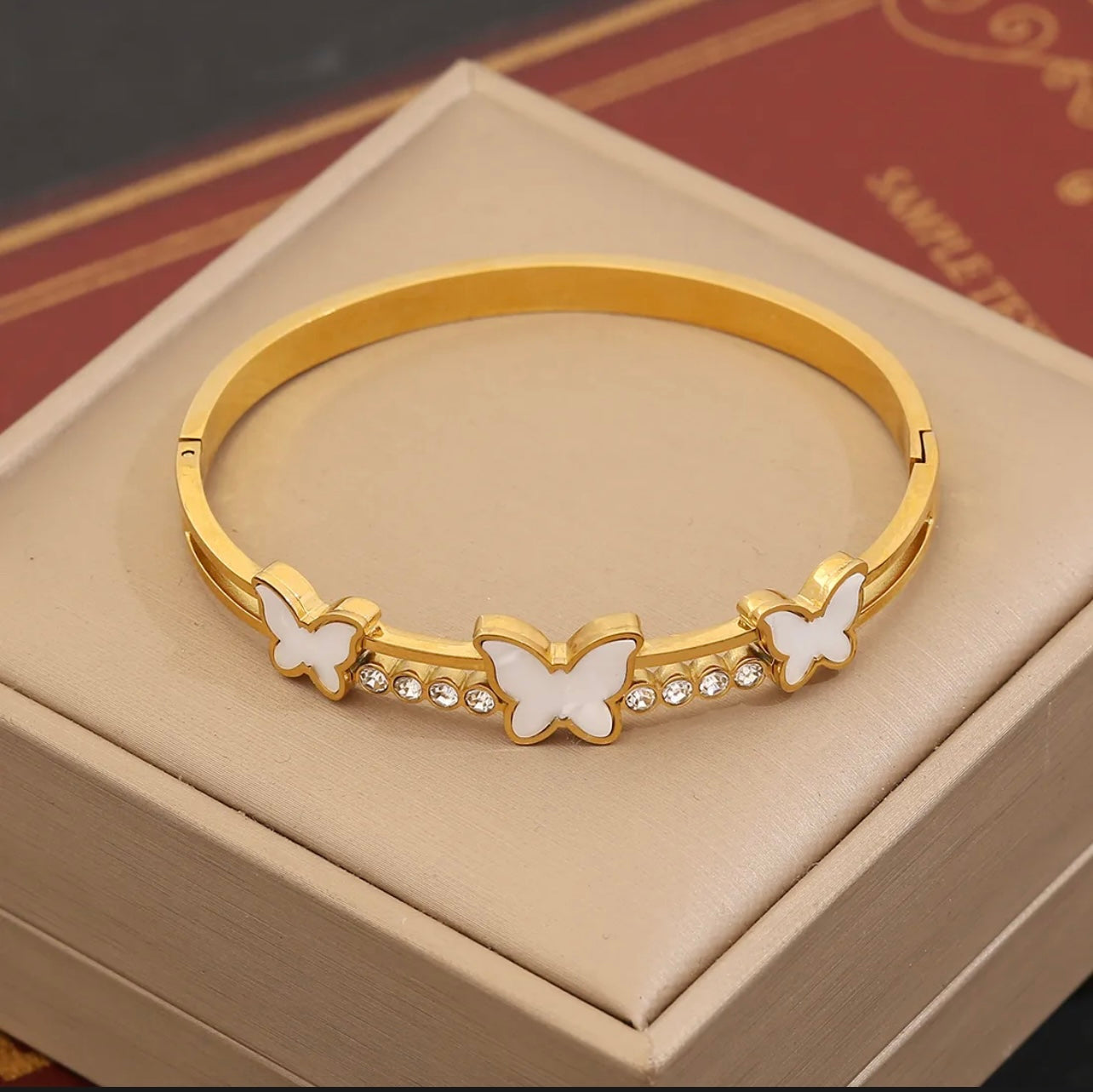 Three-Stone Butterfly Hinged Cuff