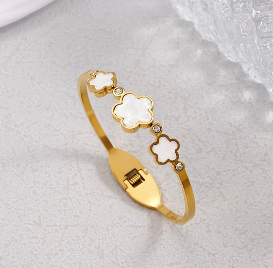 Luminous Mother-of-Pearl Bloom Bangle