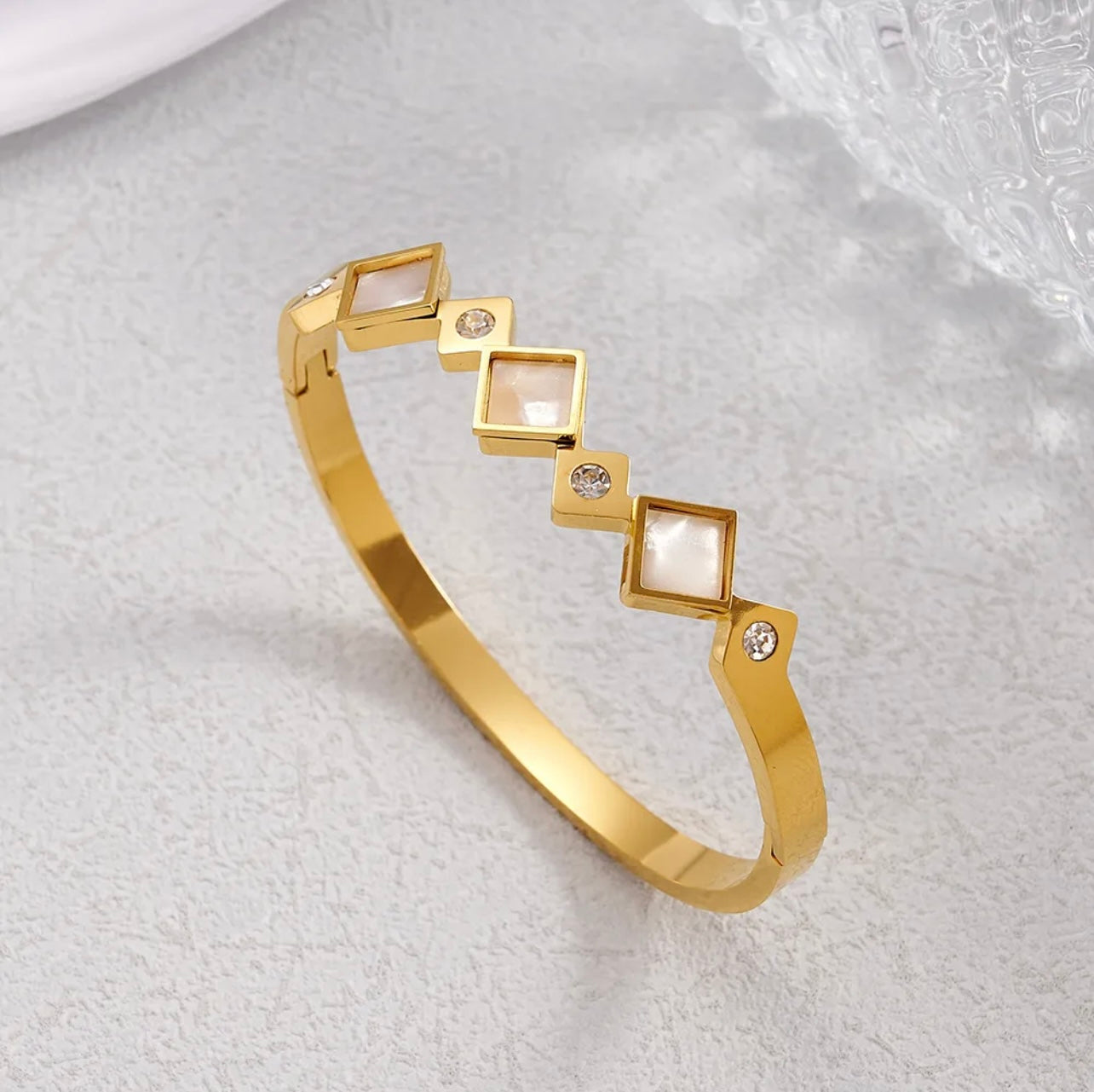 Geometric Shell Inlay Bracelet