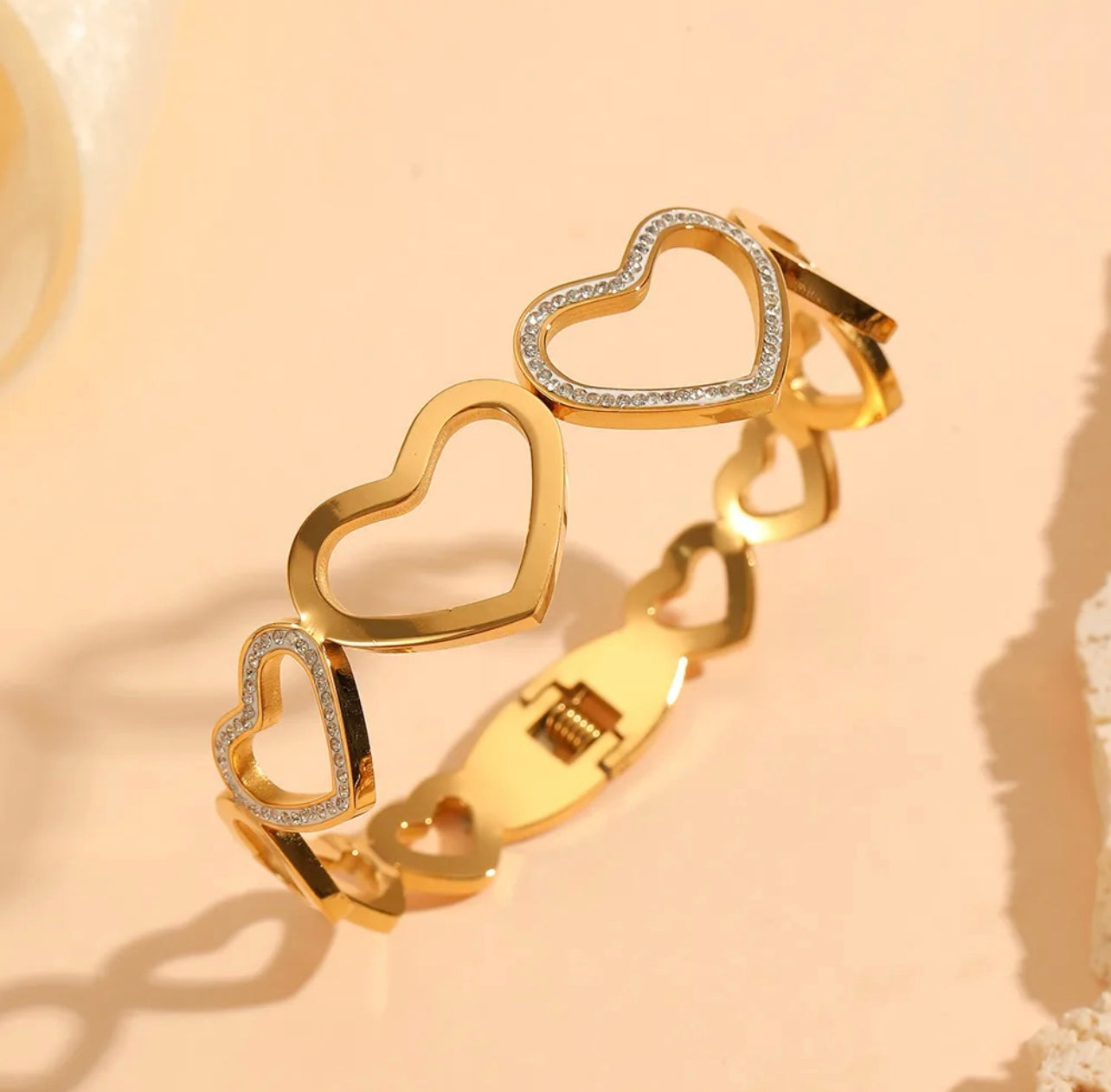 Open Heart Link Bangle Bracelet
