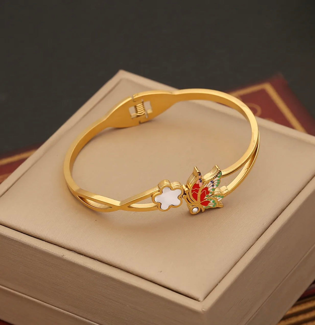 Vivid Enamel Butterfly Bracelet