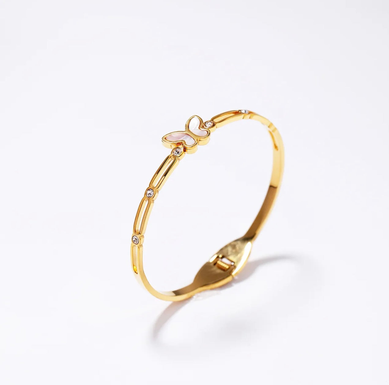 Minimalist Mother-of-Pearl Butterfly Bracelet