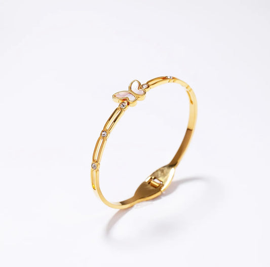 Minimalist Mother-of-Pearl Butterfly Bracelet
