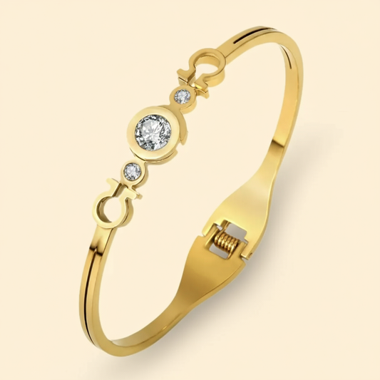 Contemporary Circle & Stud Bangle Bracelet