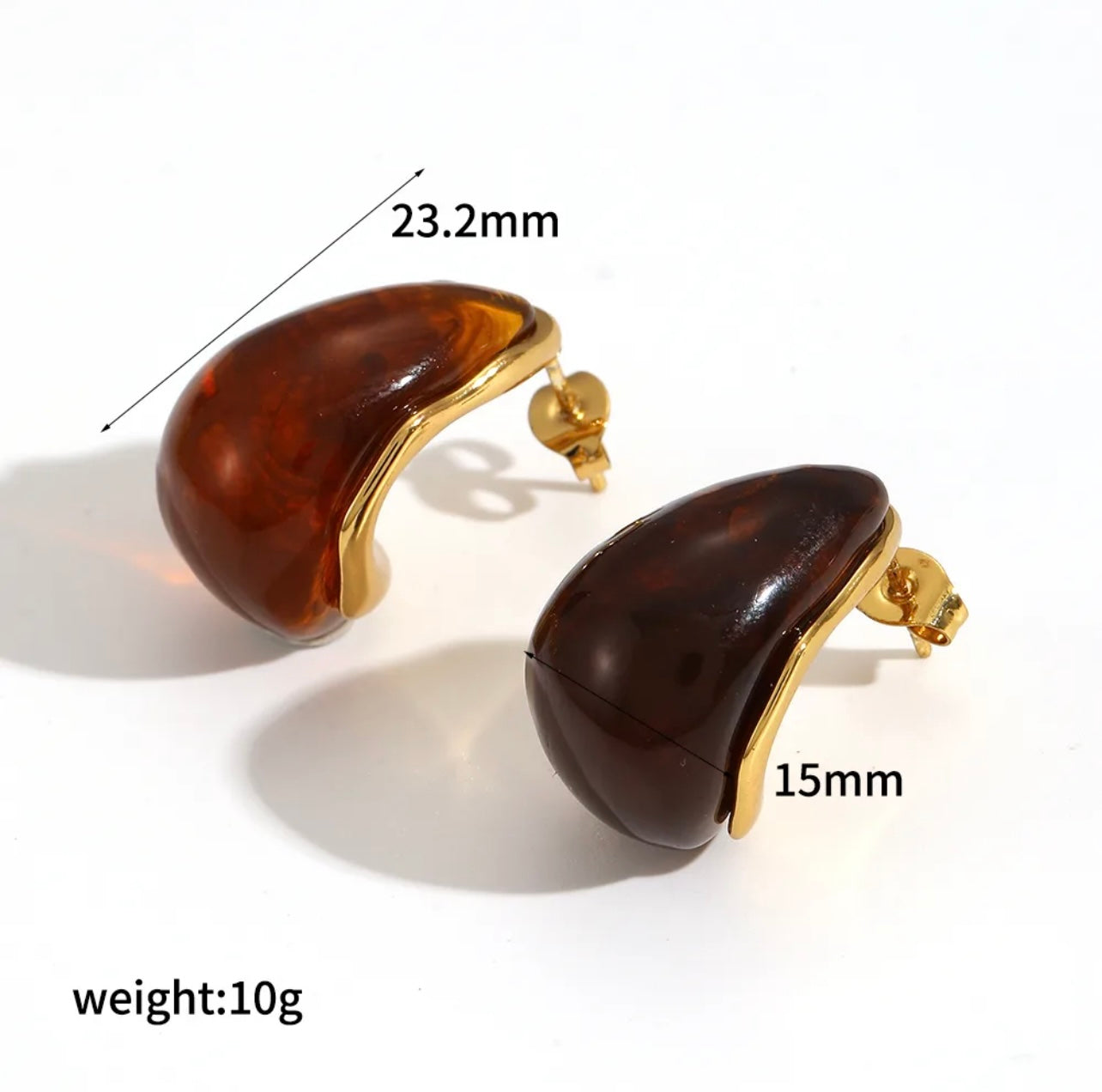Toroise Resin Dome Stud Earrings