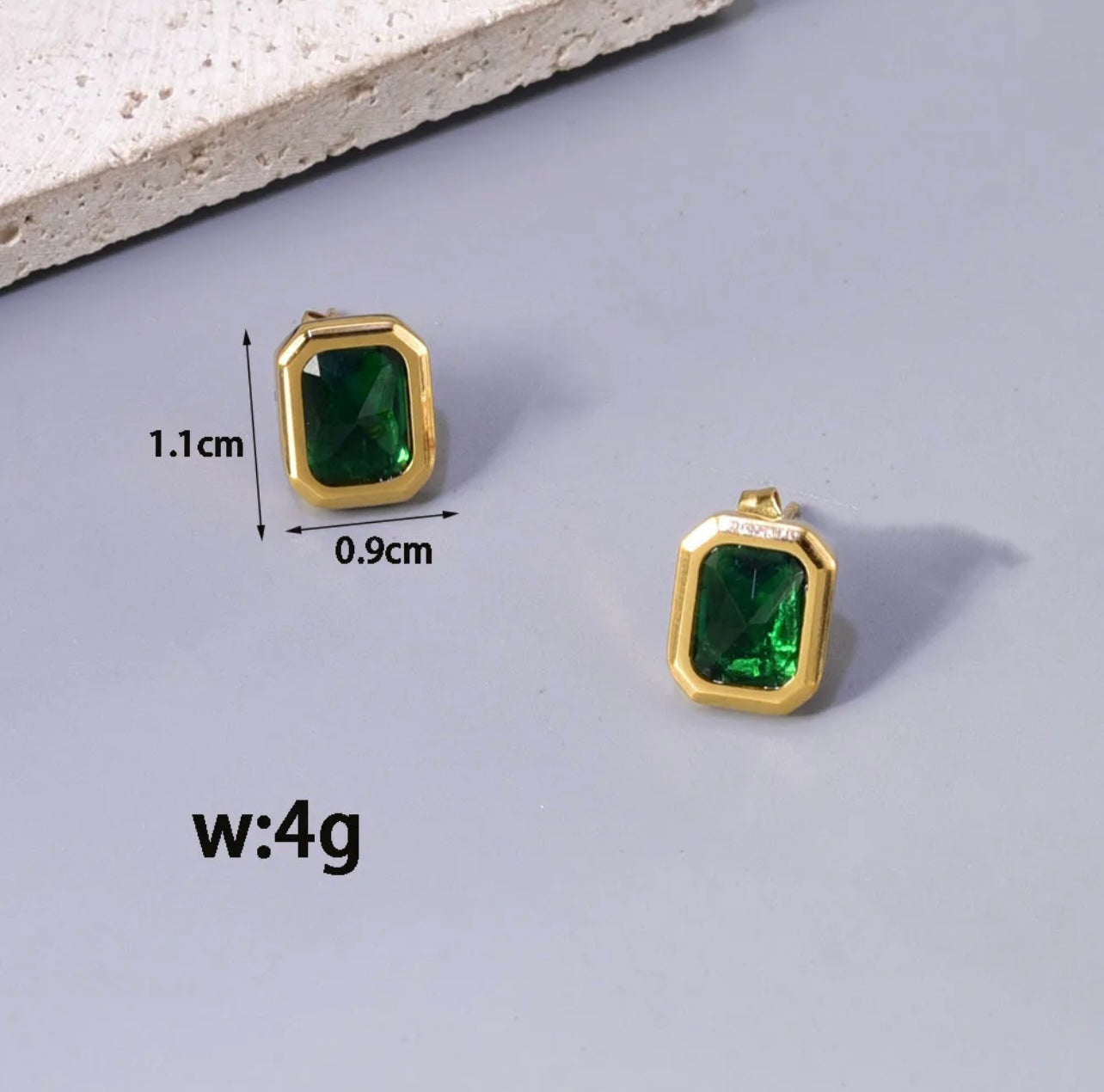 Classic Green Crystal  Statement Studs