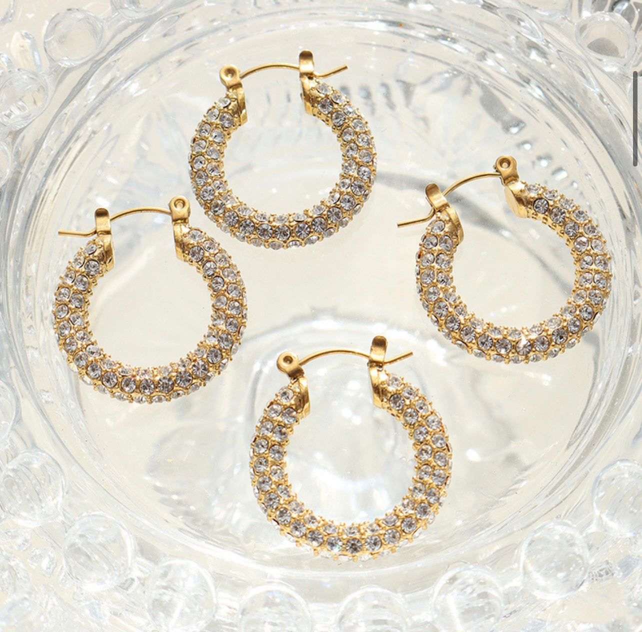 Crystal-Embellished Hoops Earrings