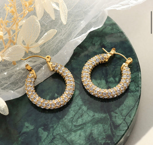 Crystal-Embellished Hoops Earrings