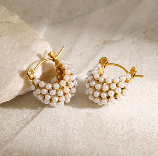 Micro-Pearl Cluster Huggie Hoops