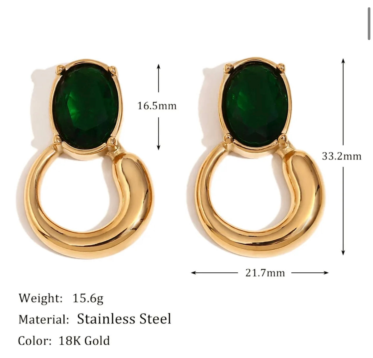 Oval Black Crystal Huggie Dangle Earrings