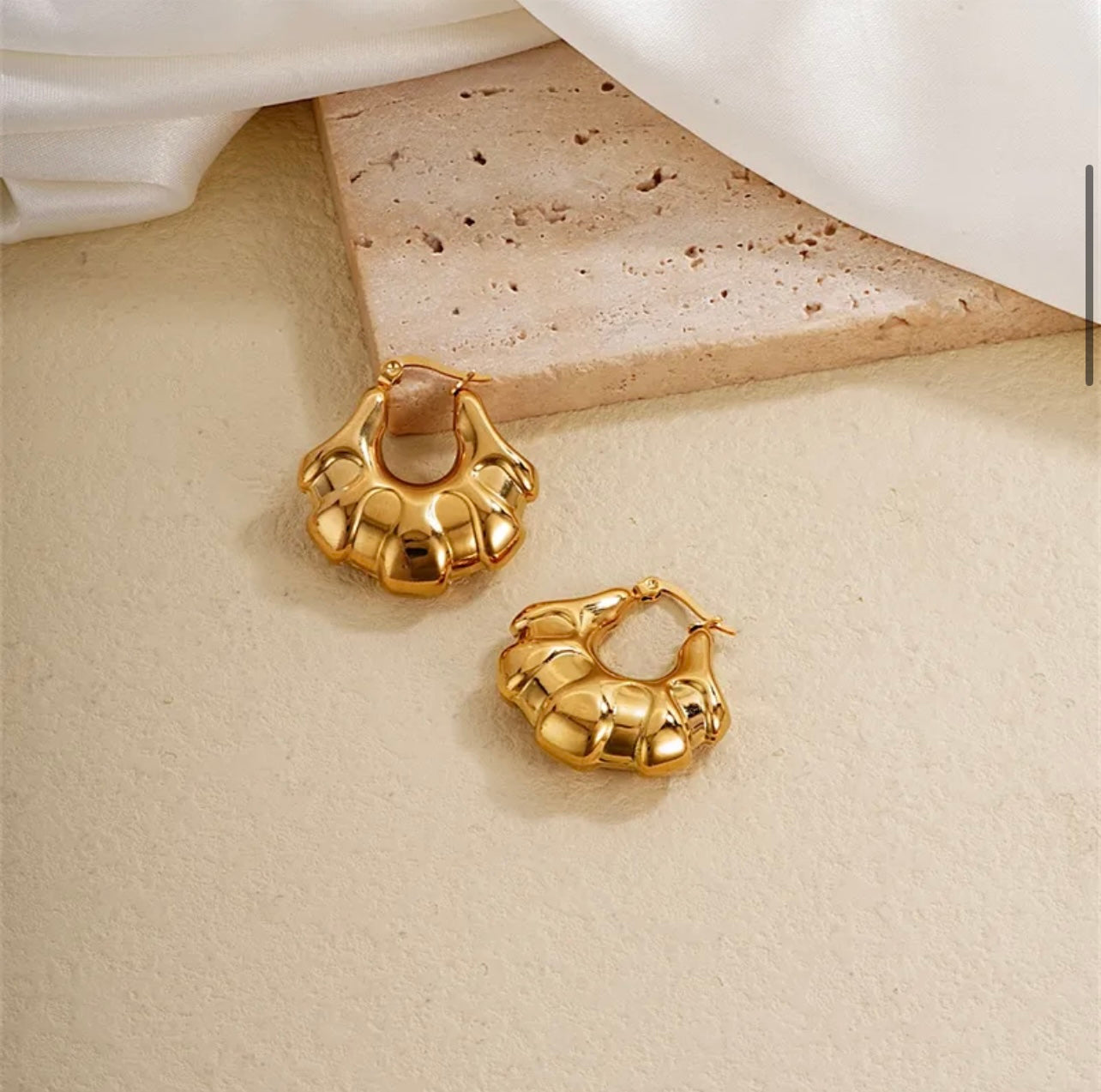 Sculpted Artisan Gold Hoops