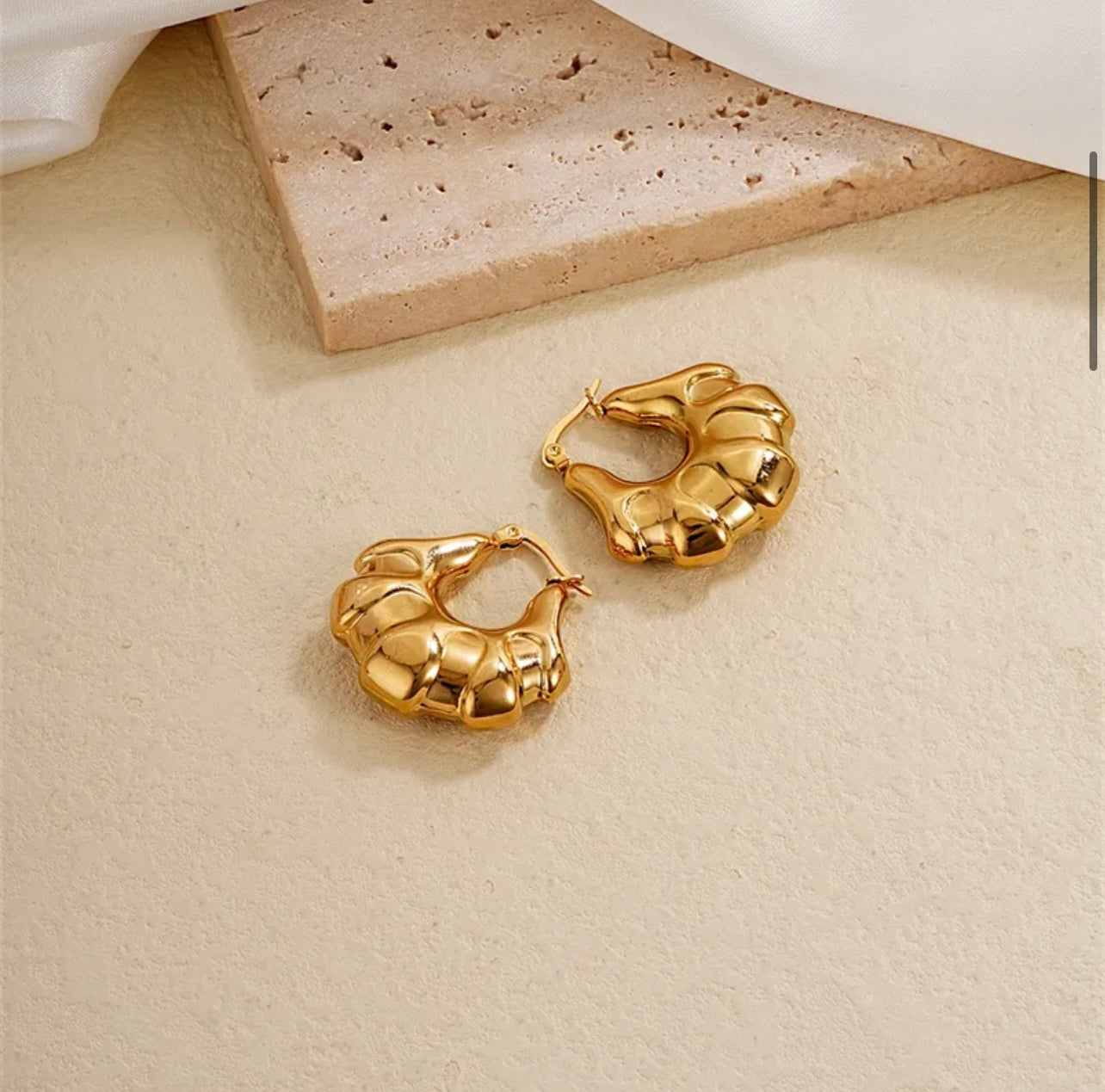 Sculpted Artisan Gold Hoops