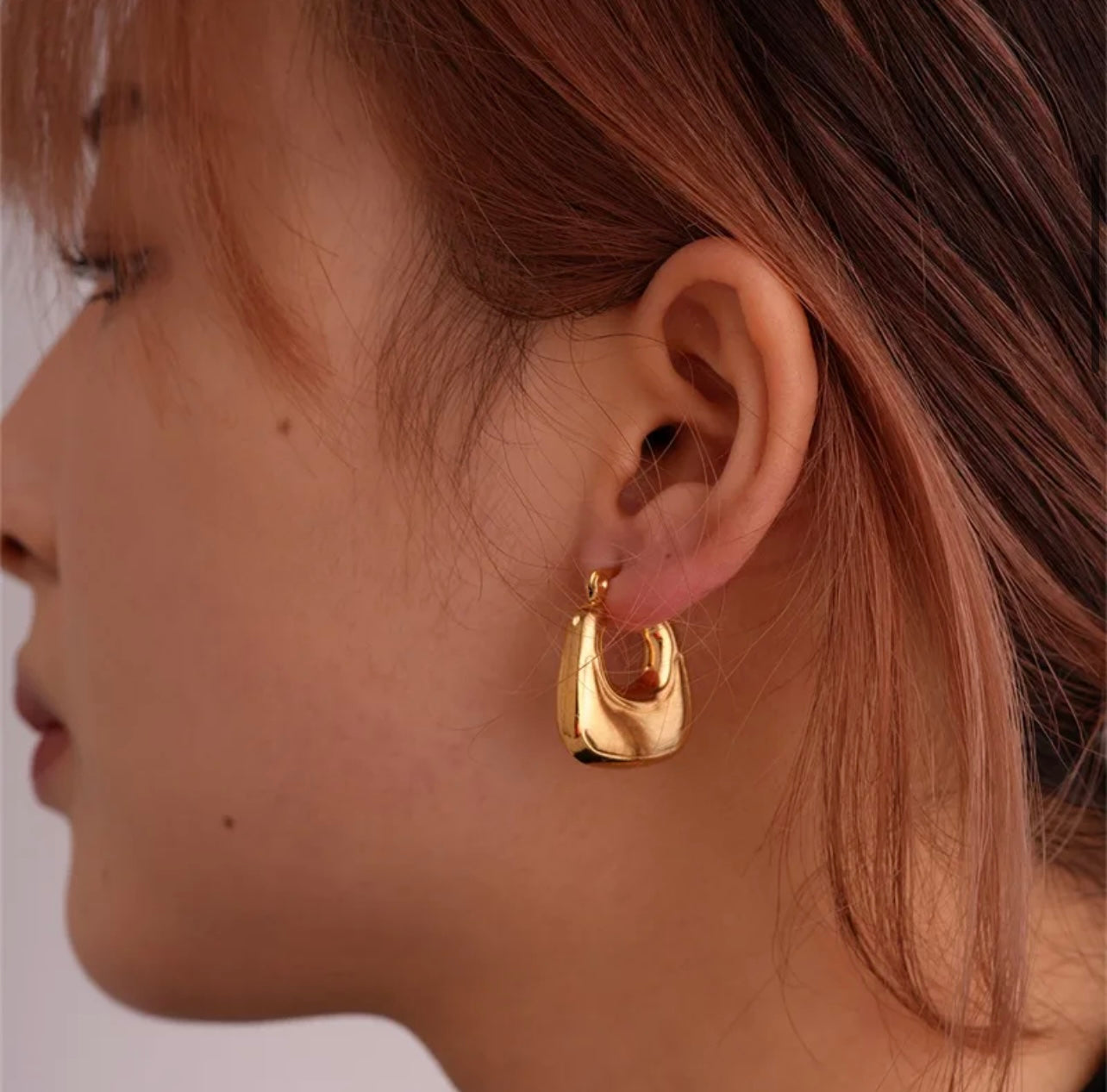 Chunky Gold U-Shape Huggie Earrings