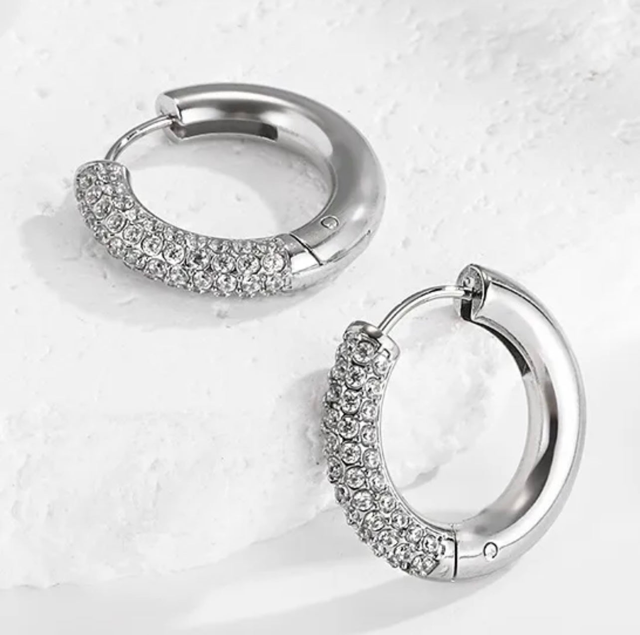 Pave Sparkle Duo Huggie Hoops