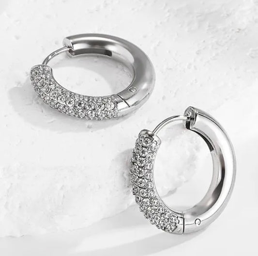 Pave Sparkle Duo Huggie Hoops