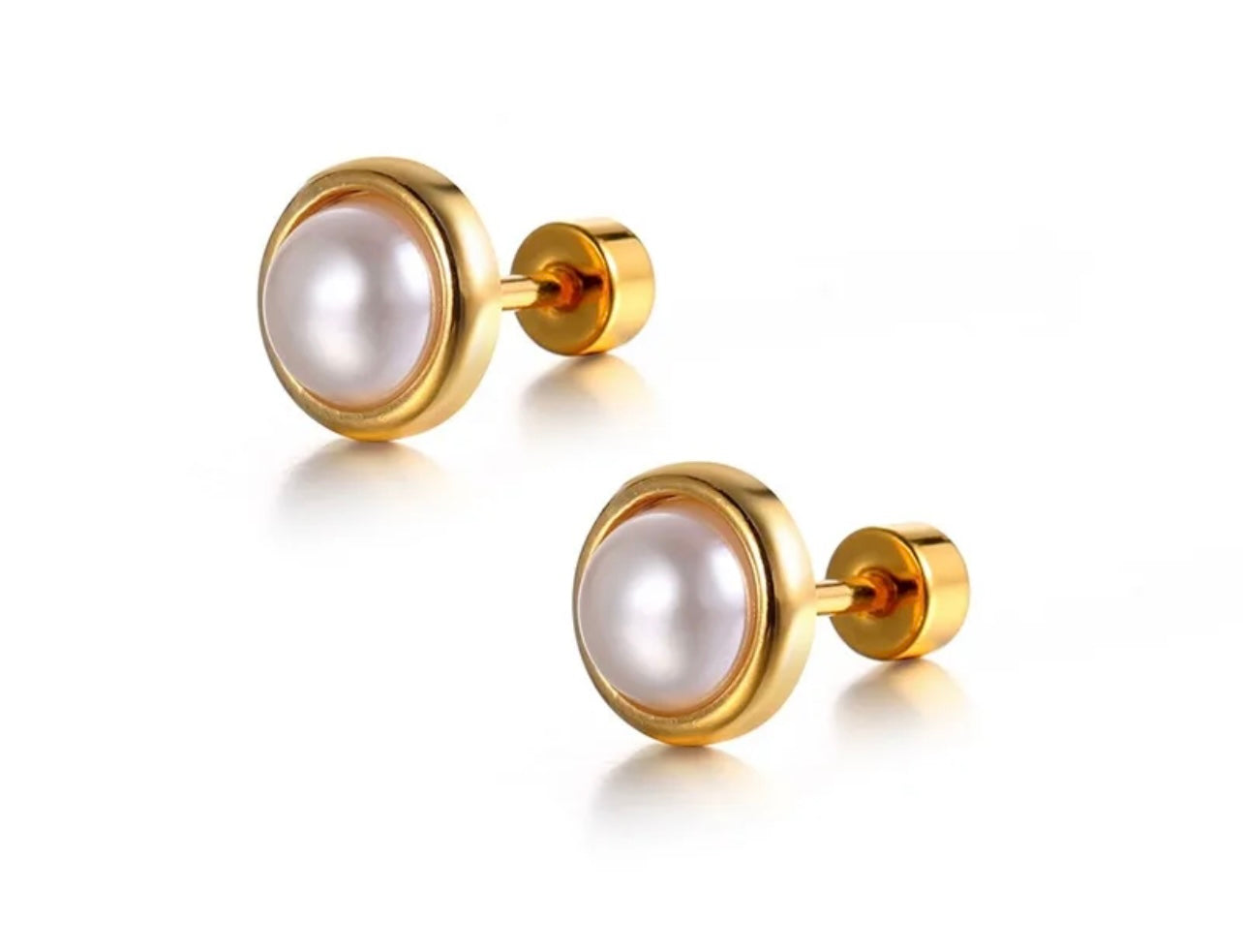 Classic Pearl Bezel Stud Earrings