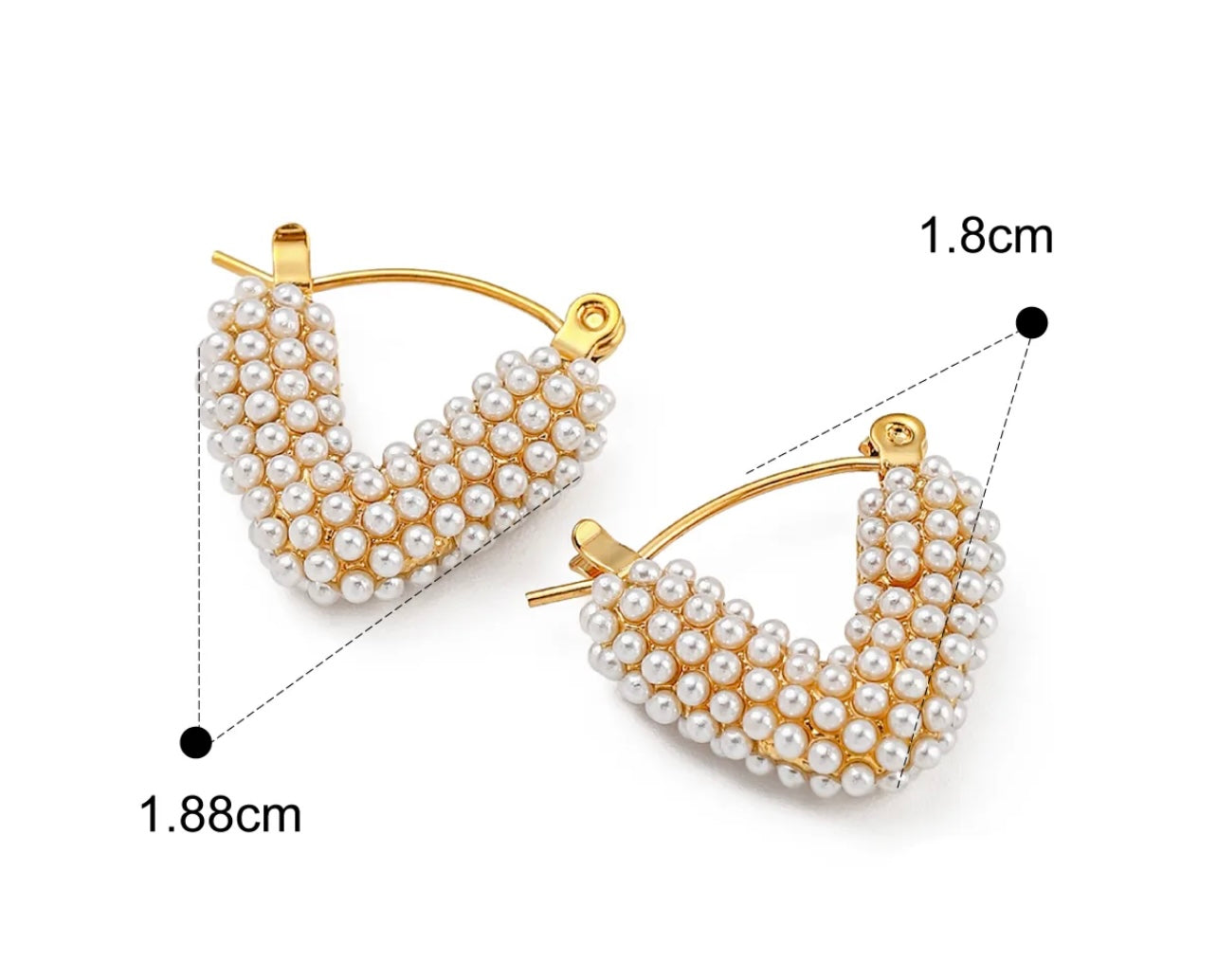 Micro-Pearl Heart Hoop Earrings