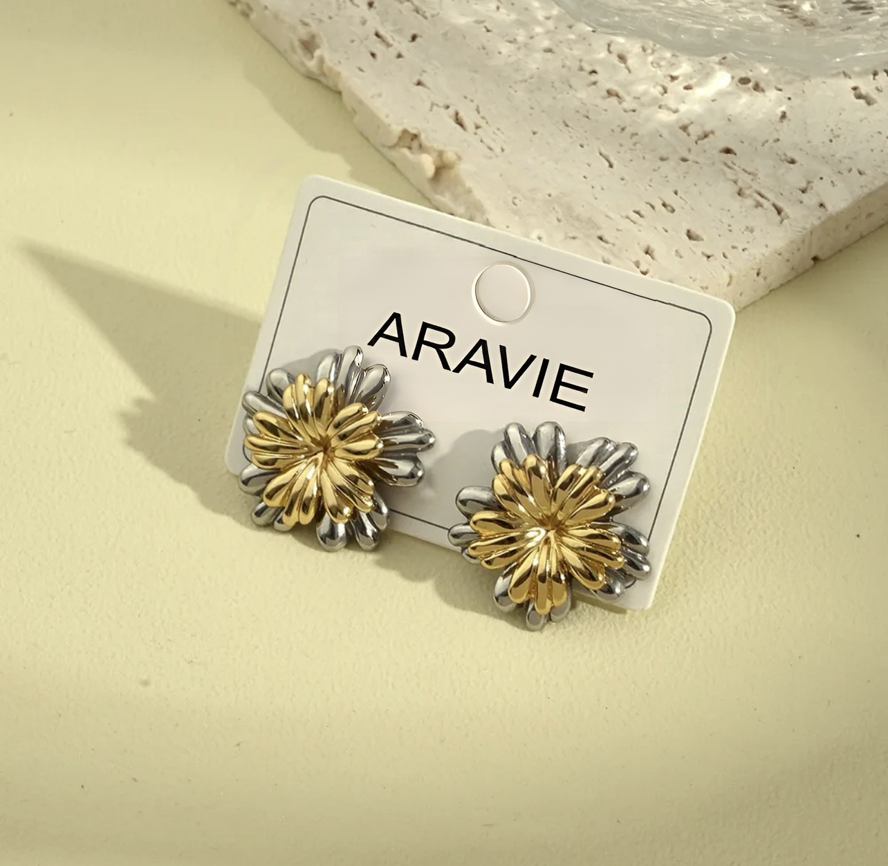 Two-Tone Layered Flower Power Stud Earrings