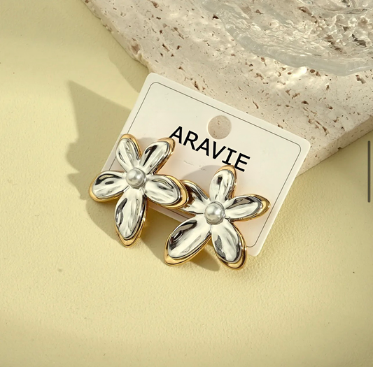 Enamel & Pearl Modern Bloom Studs
