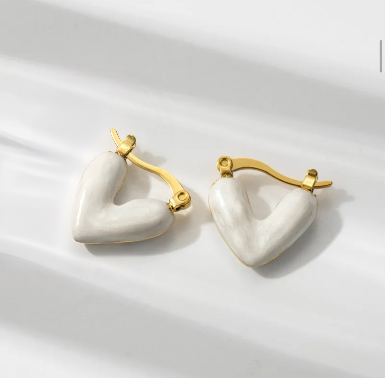 Chic Enamel Heart Huggie Hoop Earrings