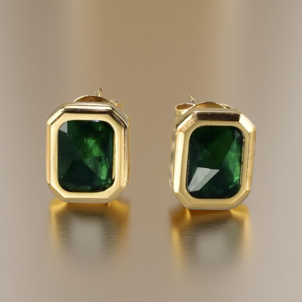 Classic Green Crystal  Statement Studs