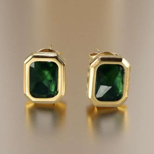Classic Green Crystal  Statement Studs