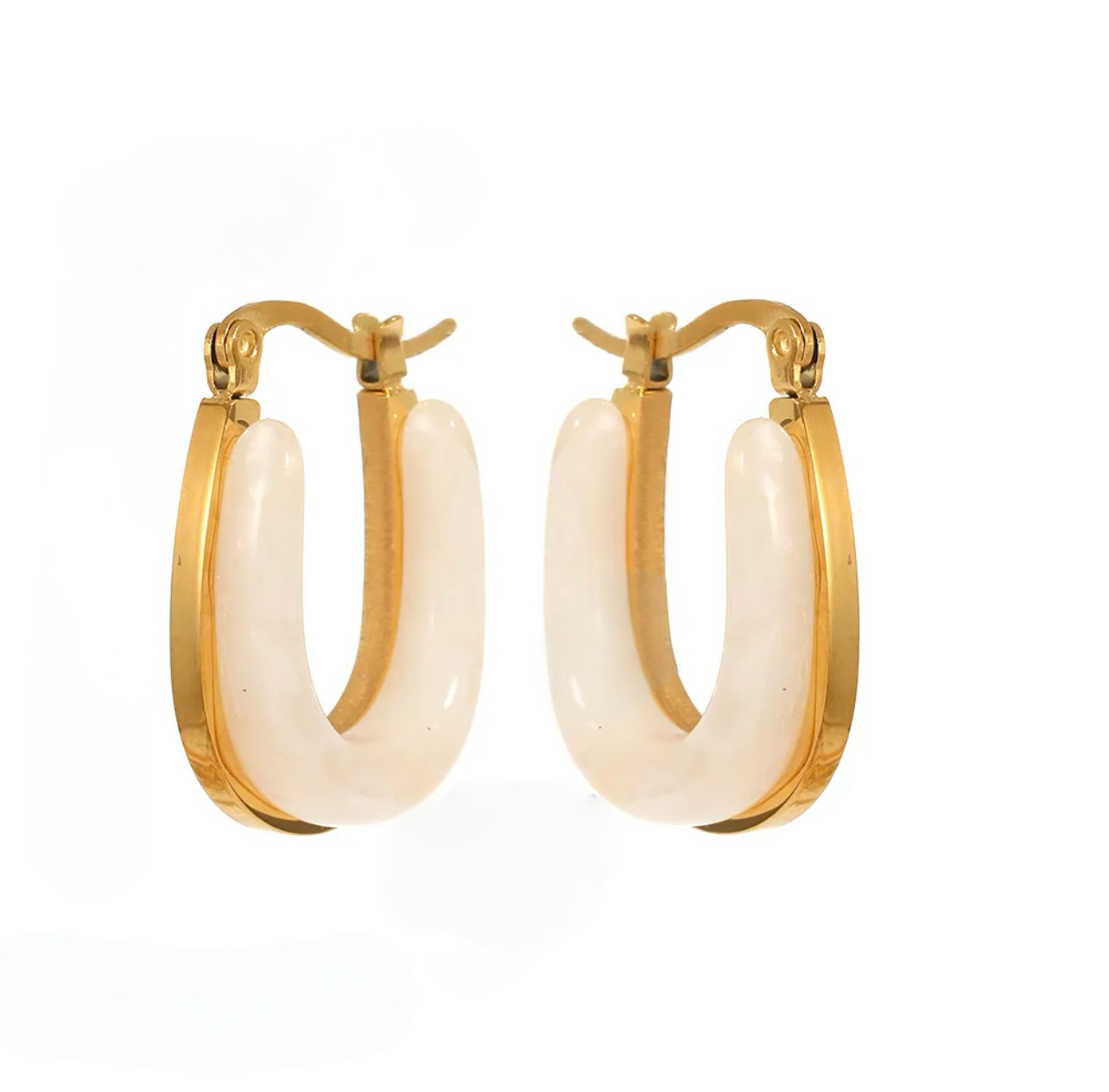 White Resin U-Hoop Earrings