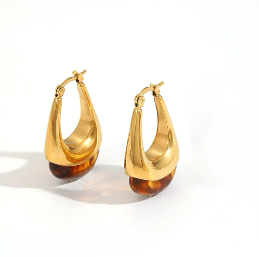 Gold and Resin Sculptural Hoops
