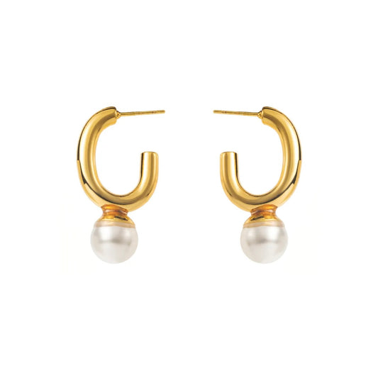 Chic U-Shaped Pearl Drop Earrings