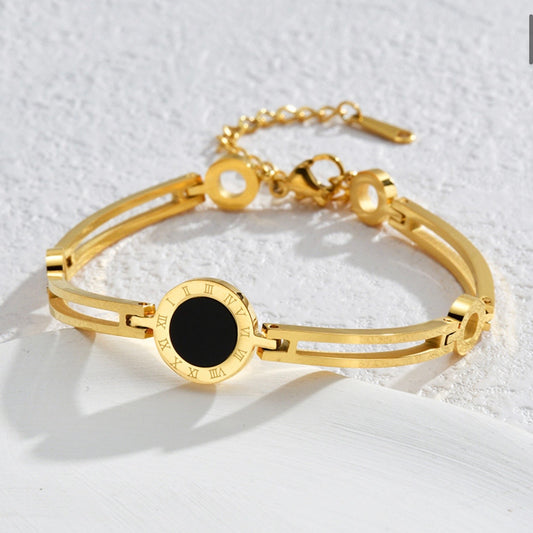 Gold Roman Numeral Charm Bracelet