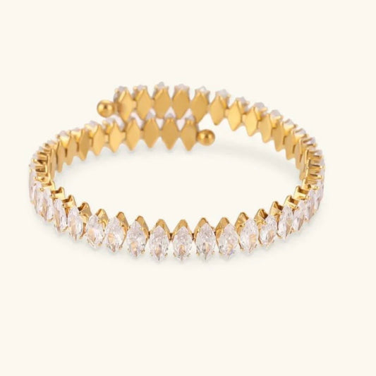Gold Crystal Tennis Bangle Bracelet